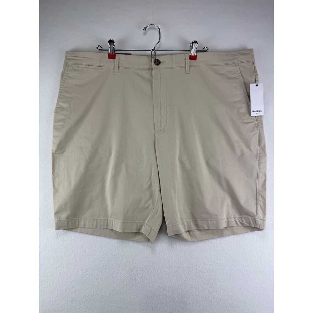 Goodfellow & Co Every Wear Shorts Mens 42 Khaki Flat Front 9 Inseam Stretch New